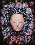 Pat Yingcharoen	 Head of Medusa in garland, 2024, Oil on linen, 75 x 60 cm.