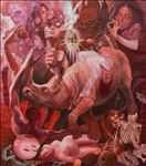 Road to Punishing realm ถนนสู่แดนลงทัณฑ์, 2024, Oil on linen, 280 x 200 cm.