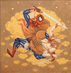 Spiderman vs Hanuman, 2014, Acrylic on canvas, 89x86 cm.