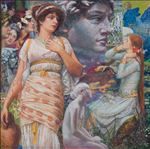 John William Godward : At the Fountain : 1893, 2021, Oil on linen, 70x70 cm.