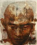 สงบ, Peaceful, 2010, Acrylic and gold leaves on canvas, 140x170cm