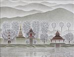 วัดดอย, Doi Temple, Songdej Thipthong, 2008, Acrylic on canvas, 100x120cm