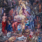 Sacred Battlegrounds and Poison Apple, 2024, Oil on linen, 300 x 400 cm.