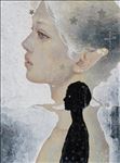 Thunchanok Plakulsantikorn, Silence, 2024, Powder color and Acrylic color on Canvas, 80 x 60 cm.