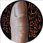 The thumb, 2023, Oil on Linen, Diameter 40 cm