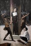 Artist : Pat Yingcharoen, Sacred punishment no.3 (Flagellation), 2019, Oil on canvas, 200x140 cm.
