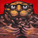 The proud tiger poem, 2023, Oil on canvas, 100 x 100 cm.