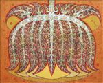 จักวาลและความสมดุล, The Universe and Equilibrium, 2007, Acrylic and gold leaves on canvas, 120x150cm