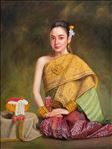 Artist: Thinnapat Takuear, "Be shine นวลละออ", 2022, Oil on canvas,  80x60 cm.