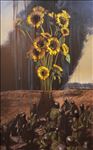 Artist : Pat Yingcharoen, Battle with the sun, 2020, Oil on canvas, 130x80 cm.