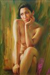 เหม่อ, Absent-minded, 2009, Pastel on Canvas, 120x90cm