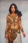 Artist: Thinnapat Takuear, "Thai costumes 1 ชุดไทย 1", 2022, Oil on canvas, 120x80 cm.