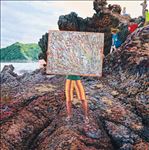 ภาพเหมือนหาดหัวหิน Images of Hua Hin Beach, 2023, Oil on Linen, 150 x 150 cm.