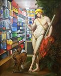 No The Golden apple ไม่มีแอปเปิ้ลทองคำ (Greek Mythology : The Golden Apple of Discord), 2020, Oil on canvas, 85x70 cm.