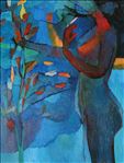 ในฝันสีน้ำเงิน, In the Blue Dream, 2006, Oil on canvas, 100x100cm