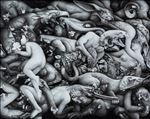 Kittisak Thapkoa, World Truth , World suppose, 2024, Drawing and carbon on linen, 160 x 200 cm.