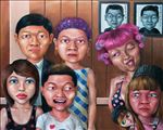 ครอบครัวประหลาด, Freak Family, Anon  Lulitananda, 2012, Oil on canvas, 145x180cm