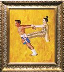 นวดมหาประลัย (ยืดหลัง) / Massage Attack (Back Massage), 2012, Acrylic and tempera on Canvas, 60x50cm