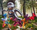 Jogging, after Balloon dog, Jeff Koons, 2020, Oil on canvas, 139X170 cm.