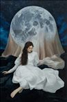maybe the moon beautiful only because it is far., 2025, Oil on linen, 150 x 100 cm maybe the moon beautiful only because it is far., 2025, Oil on linen, 150 x 100 cm