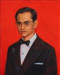 King Rama IX no.8, 2025, Oil on linen, 26 x 21 cm