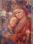 1 April Fools Day : When Donald Trump becomes a Persian woman embracing her daughter in perfect warmth and beauty, like Miss Universe (AI), 2026, Oil on linen, 80 x 60 cm 1 April Fools Day : When Donald Trump becomes a Persian woman embracing her daughter in perfect warmth and beauty, like Miss Universe (AI), 2026, Oil on linen, 80 x 60 cm