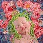Baby little monster (Medusa), 2025, Oil on linen, 80 x 80 cm Baby little monster (Medusa), 2025, Oil on linen, 80 x 80 cm