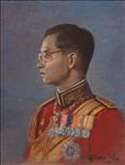 King Rama IX no.11, 2026, Oil on wooden panel, 26.5 x 24 cm