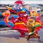 Go! Go! Go!, 2024, Oil on linen, 130 x 130 cm Go! Go! Go!, 2024, Oil on linen, 130 x 130 cm