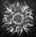 ความสุข ลวงหลอก (Attachment Leads to Suffering), 2026, Drawing carbon on linen, 210 x 200 cm ความสุข ลวงหลอก (Attachment Leads to Suffering), 2026, Drawing carbon on linen, 210 x 200 cm