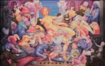 ความรัก โลภ โกรธ หลง (Love, Greed, Anger, Delusion), 2026, Acrylic on Canvas, 180 x 280 cm