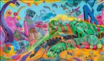 Burn with Social Media, 2025, Acrylic on Canvas, 100 x 170 cm Burn with Social Media, 2025, Acrylic on Canvas, 100 x 170 cm