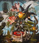 Dancing with my shadows การเต้นรำกับเงาของตนเอง, 2025, Oil on linen, 130 x 120 cm Dancing with my shadows การเต้นรำกับเงาของตนเอง, 2025, Oil on linen, 130 x 120 cm
